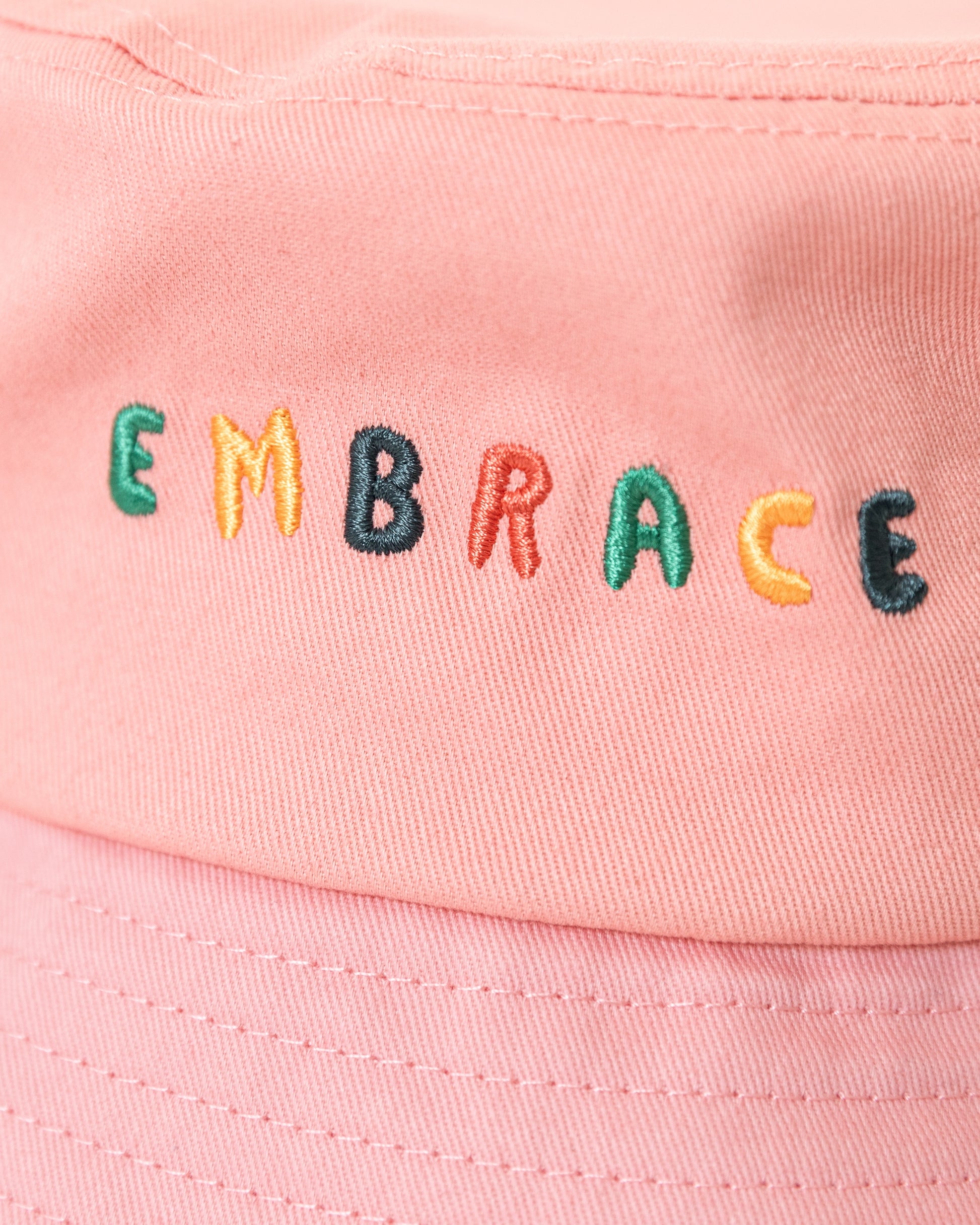 bucket hat pink embroidery