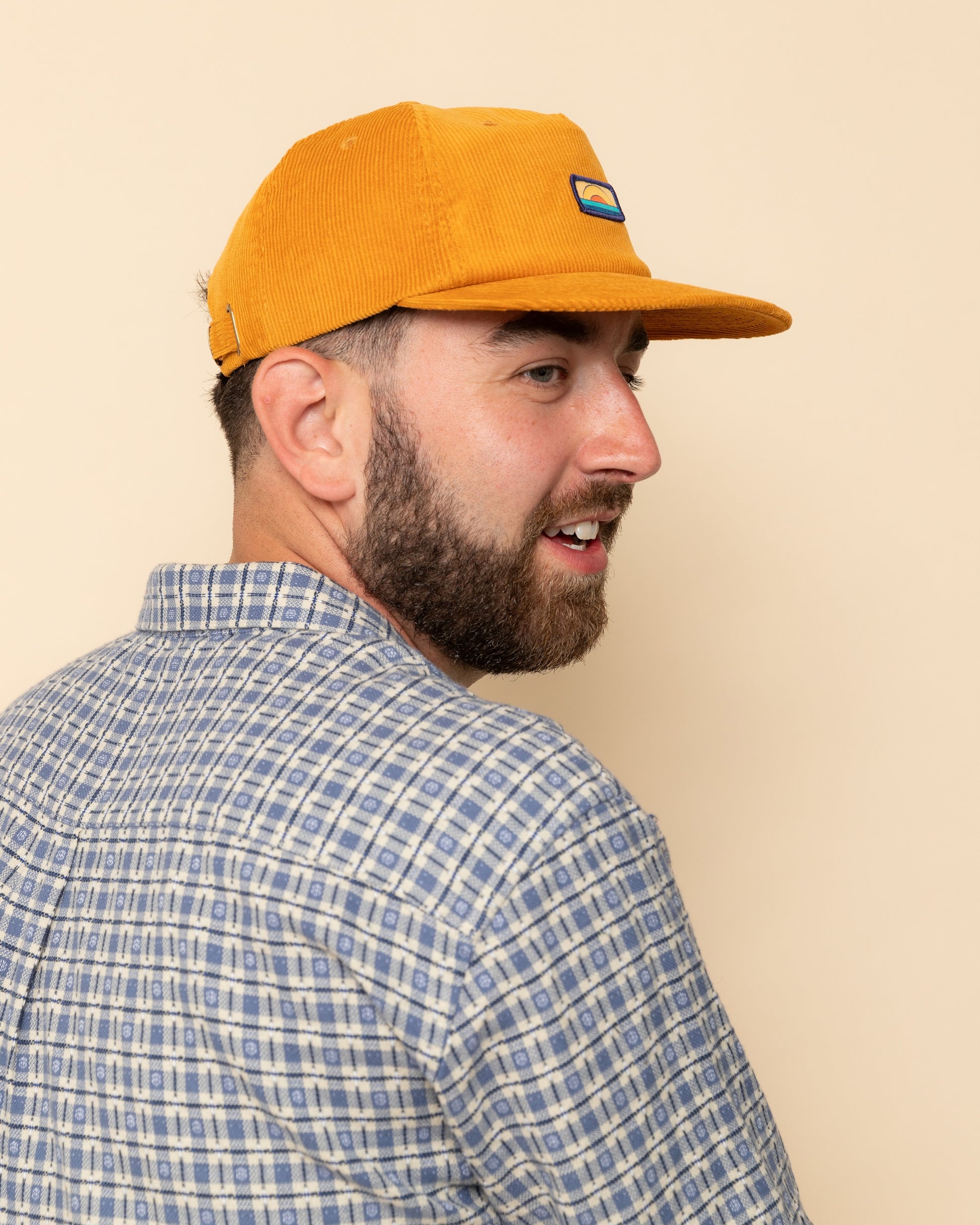 hat cap yellow mens side