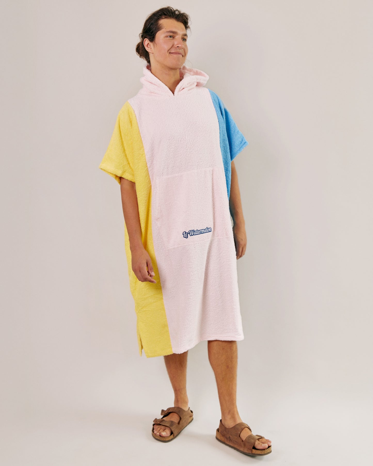 towel poncho yellow pink blue mens